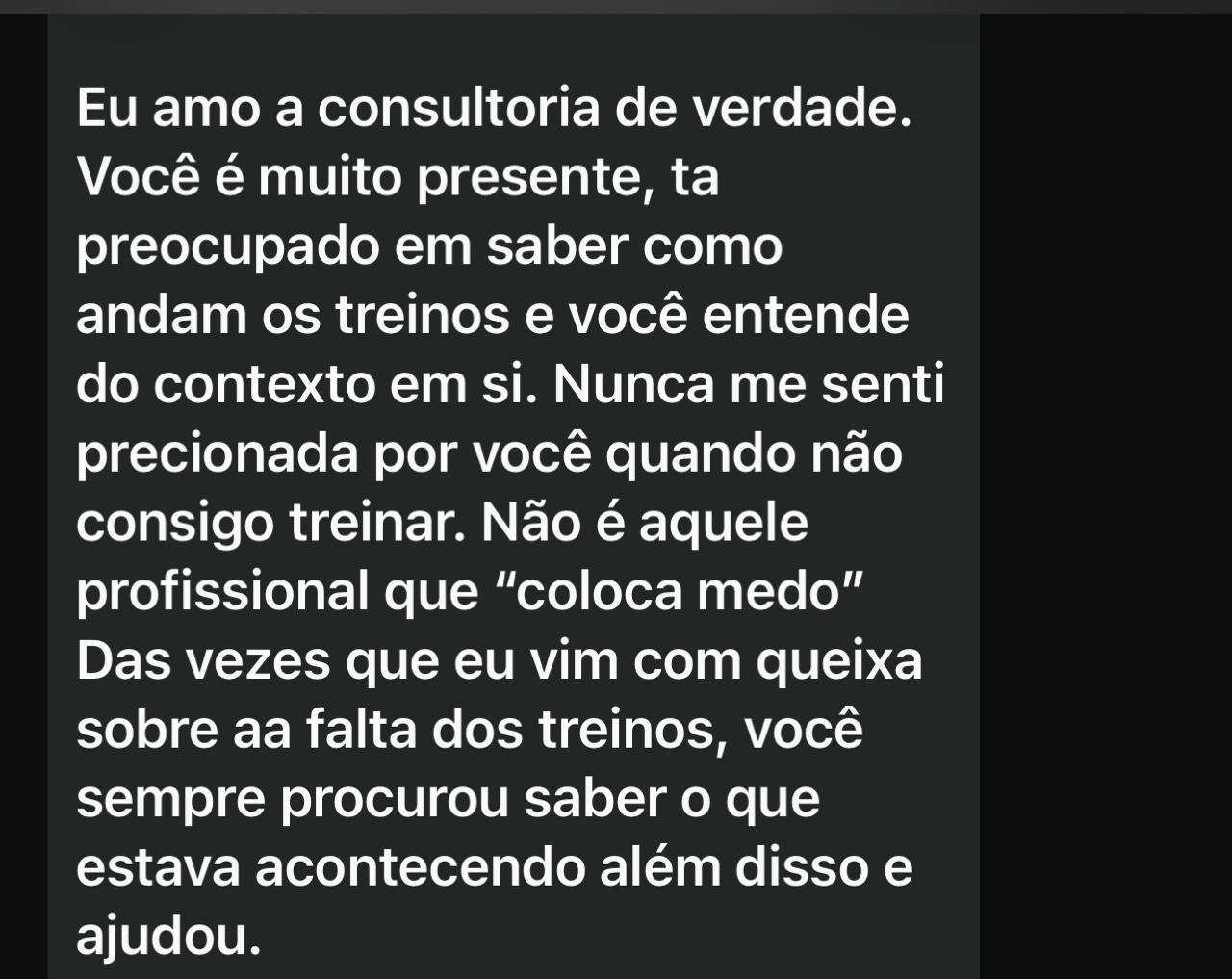 Feedback de aluna sobre o acompanhamento próximo e humano da consultoria Rústico School
