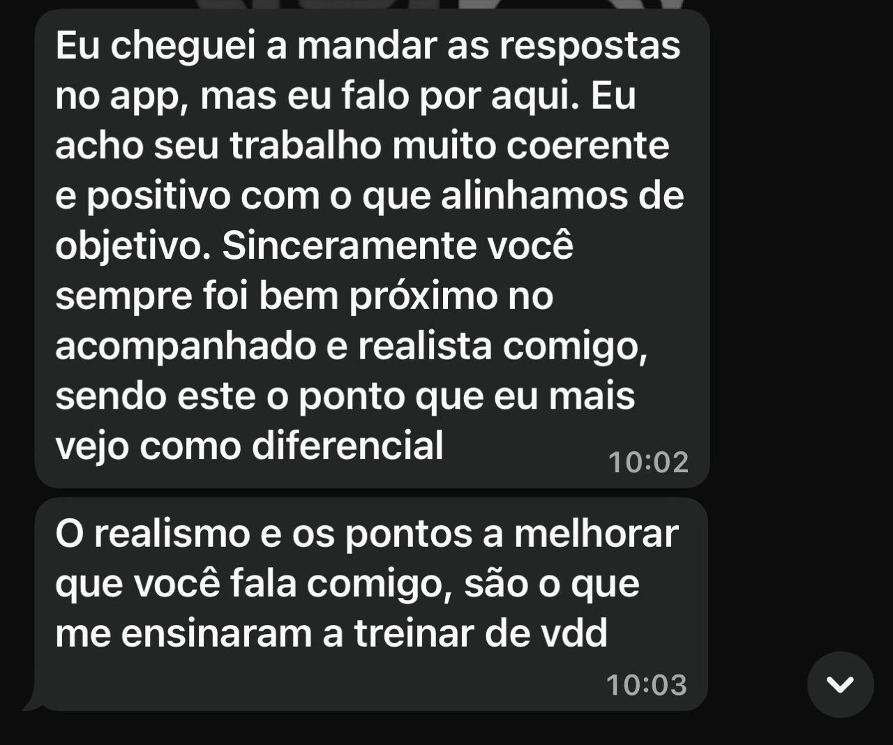Feedback de aluno sobre o acompanhamento realista e coerente da consultoria Rústico School